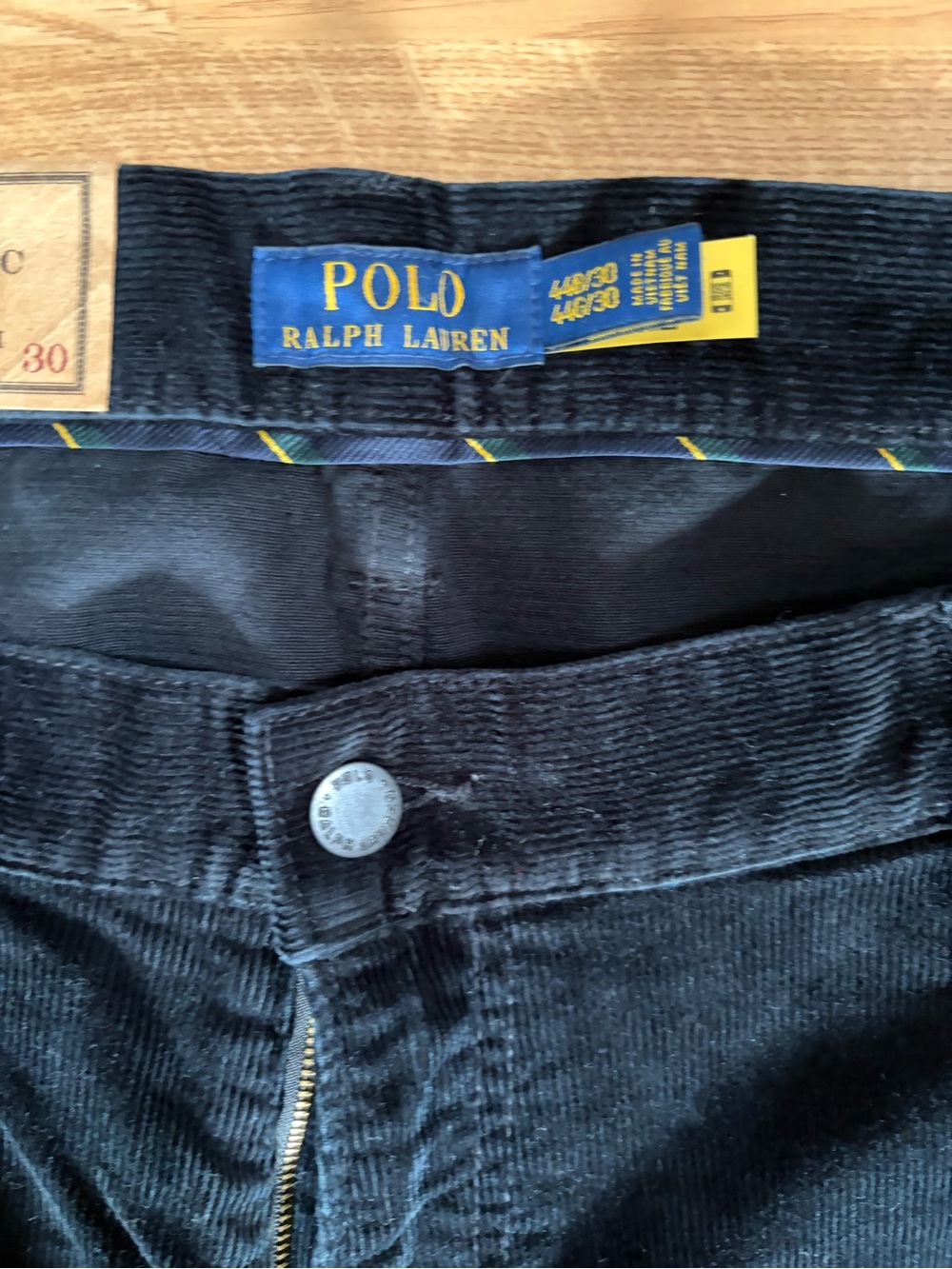 New w tags Polo Ralph Lauren Classic Fit black corduroy pants. 44Bx 30 - Picture 2 of 7